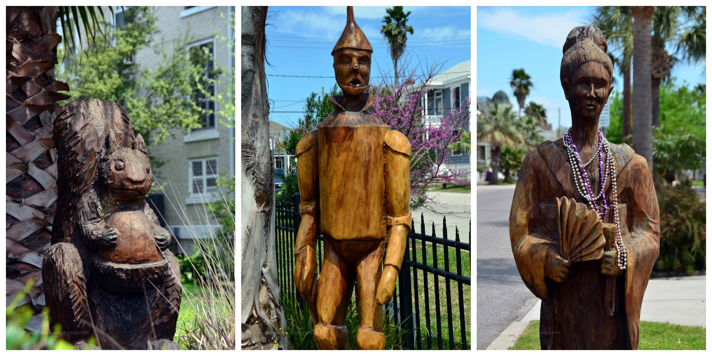 tree sculptures art galveston tx ike downtown